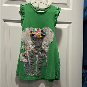 Mini Boden Green Dress with Elephant Design